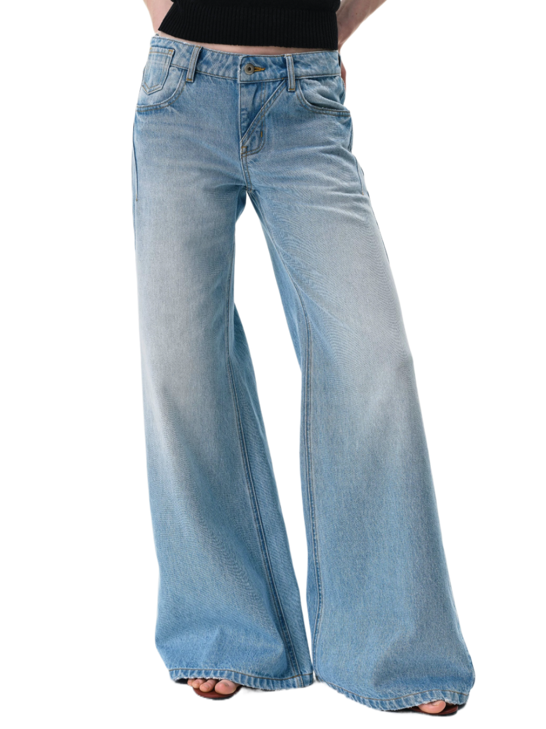 Vintage Light Wash Low-Rise Flared Jeans