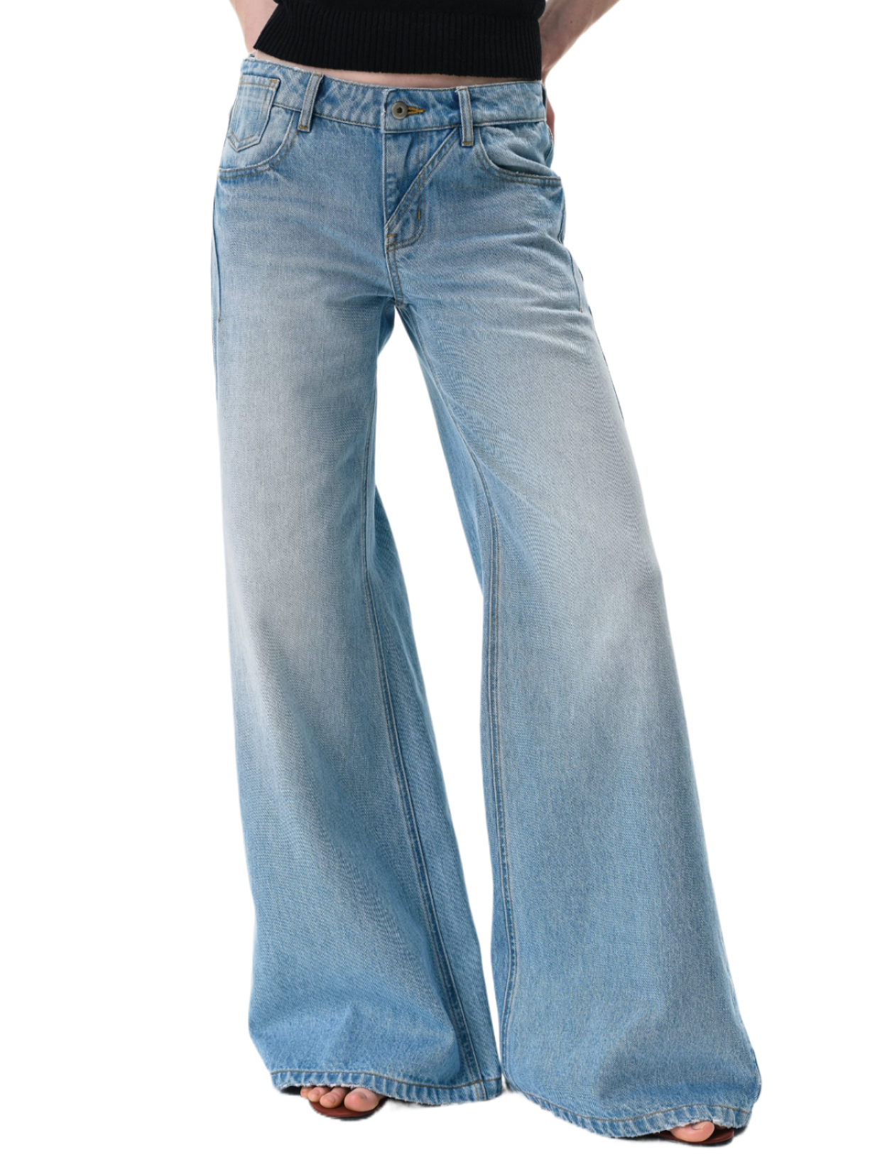 Vintage Light Wash Low-Rise Flared Jeans