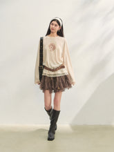 Lace Panel Animal Print Long-Sleeve Tee - CHINASQUAD