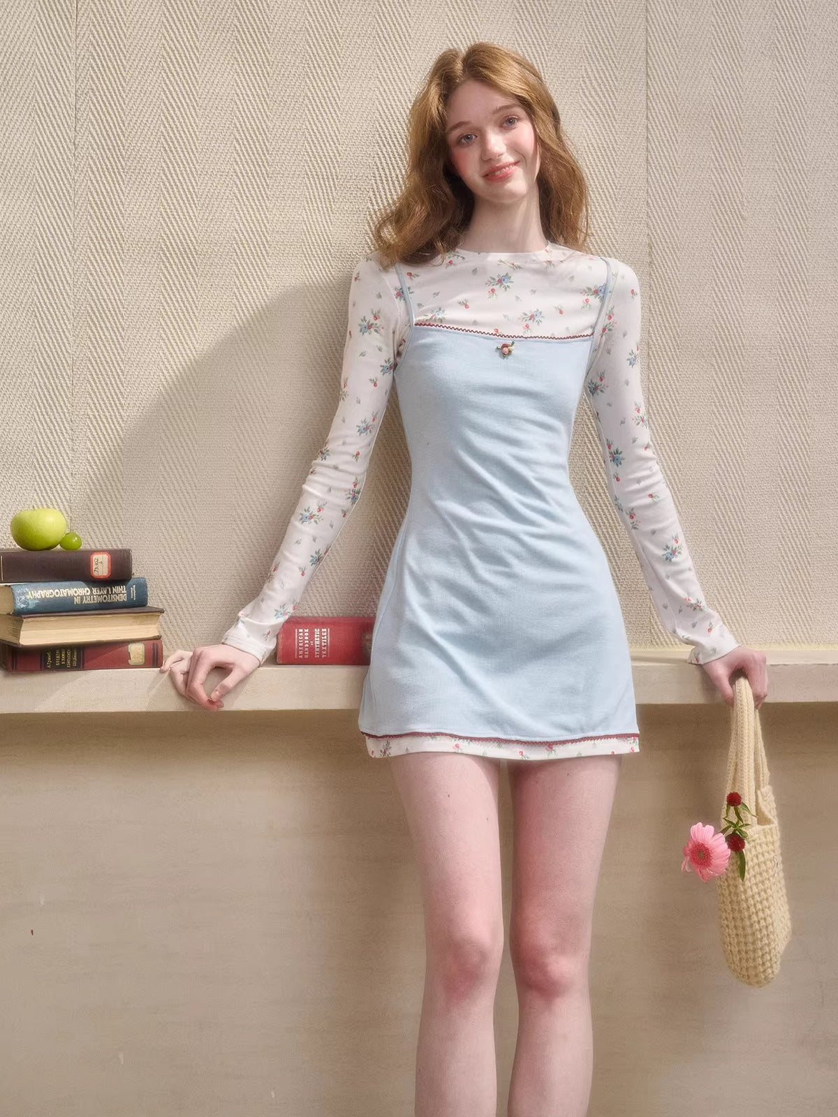 Mediterranean Floral Two-Piece Dress Set