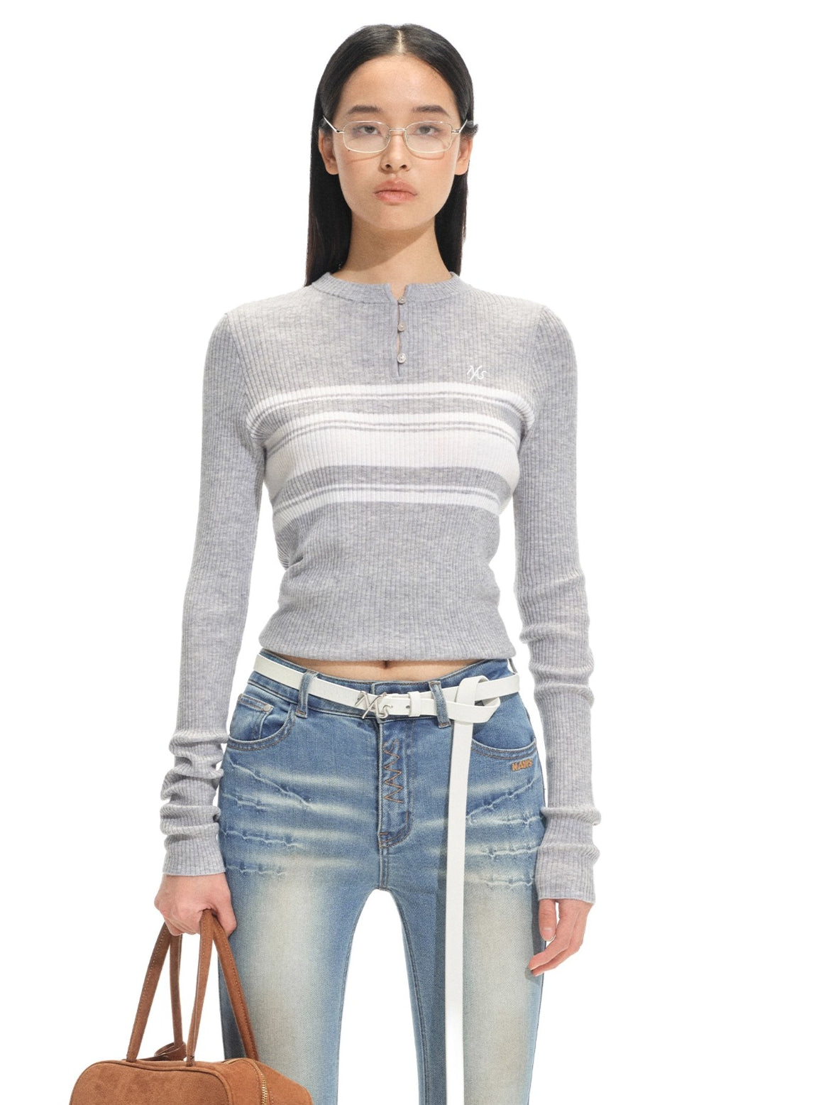 Marina Bay Striped Wool Knit Crewneck