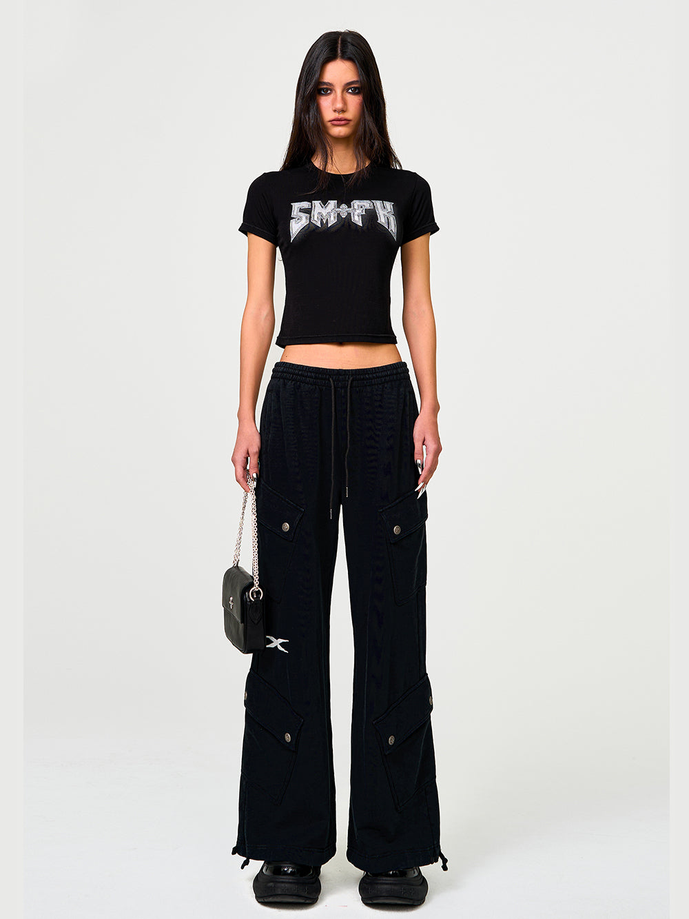 Black Enhanced Wide-Leg Pant