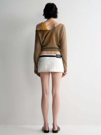 Rolled Edge Neckline Knitted Cover-Up