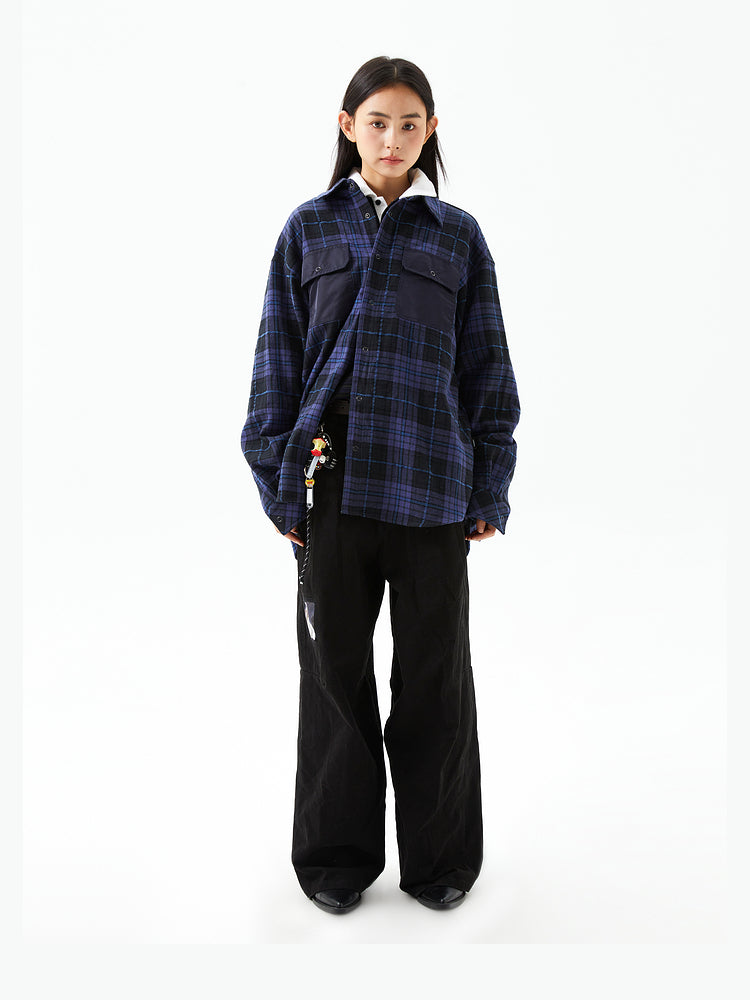 Purple Plaid French Flannel Long-Sleeve Shirt