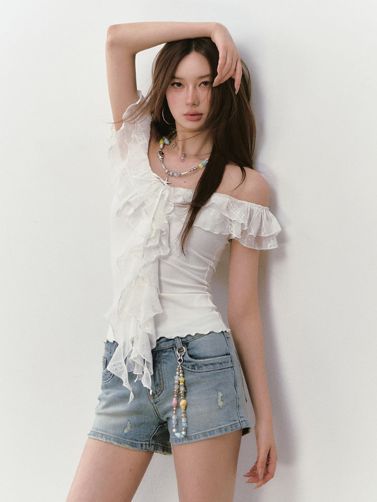 Multilayer Ruffled Ribbon T-shirt