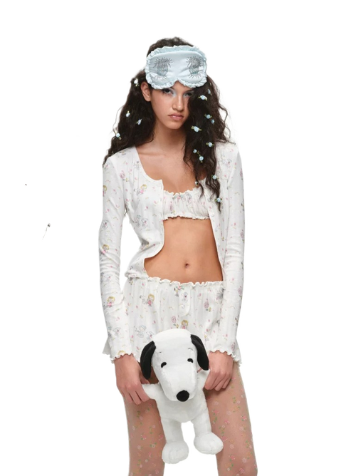 Snoopy Floral Loungewear Pajama Set