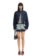 Denim Stand-Collar Regular Shoulder Cropped Jacket - CHINASQUAD