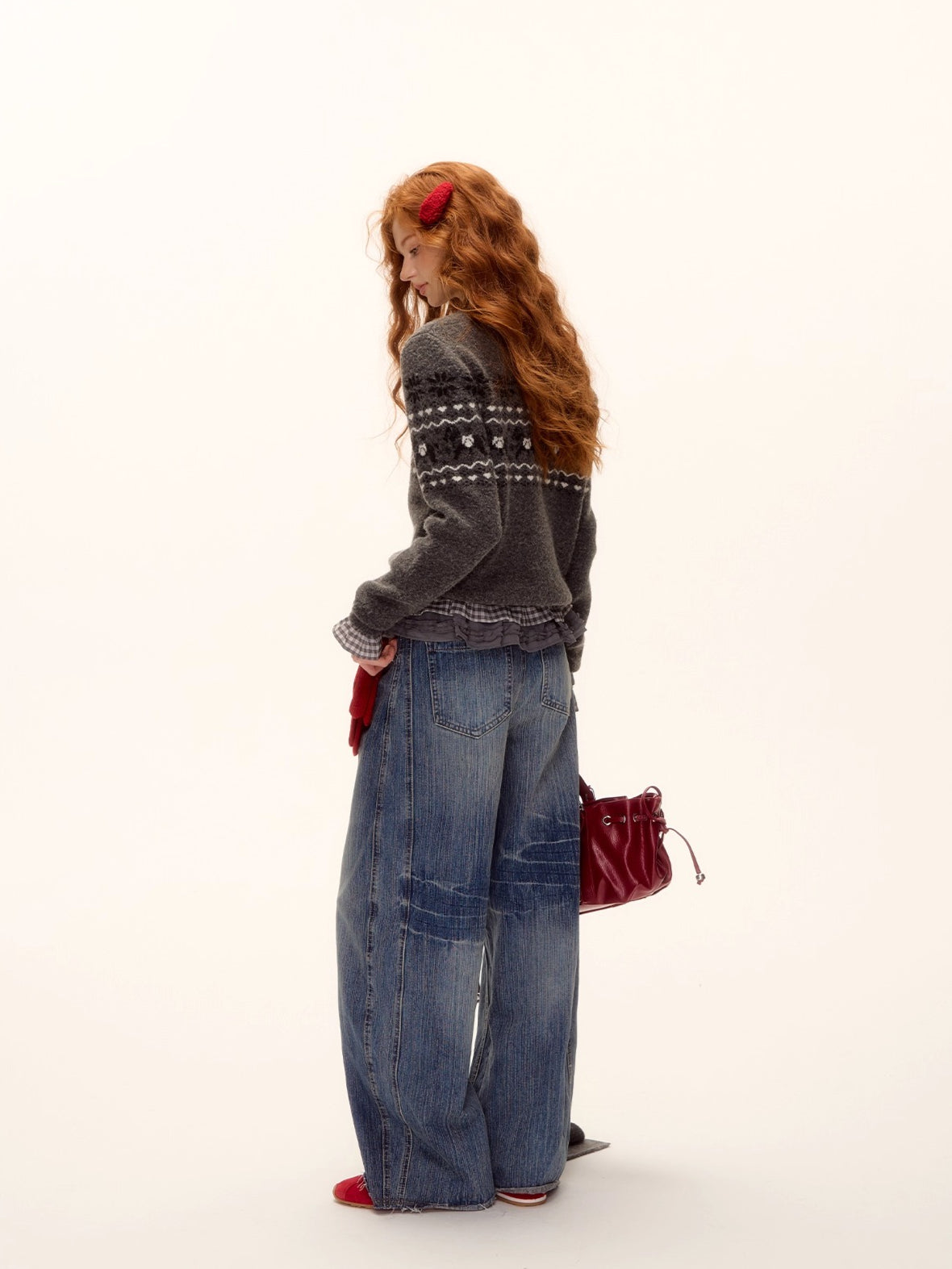 Fair Isle Wool-Blend Knit Cardigan &amp; Scarf Set