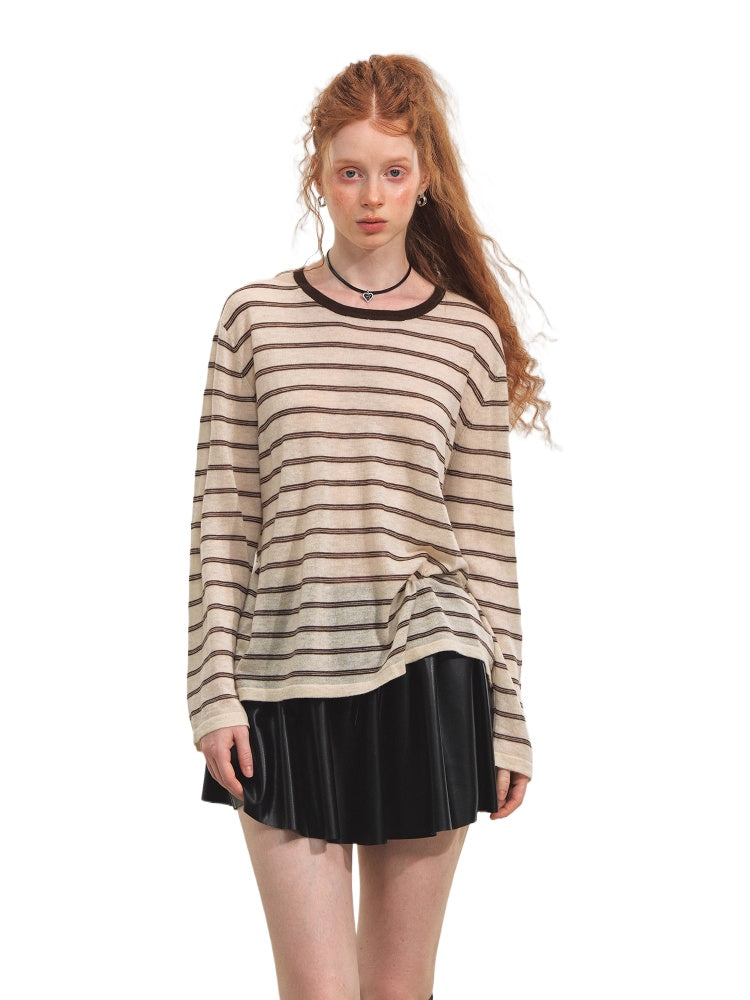 Retro Stripe Versatile Knit T-Shirt