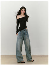 Shimmer Asymmetric Shoulder Irregular T-shirt - CHINASQUAD