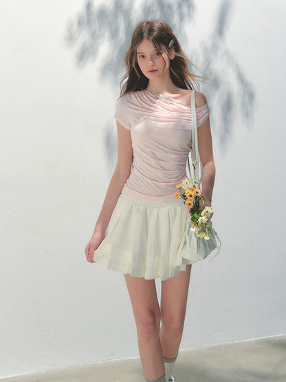 Fake Two-piece Off-the-Shoulder Short-sleeve T-shirt