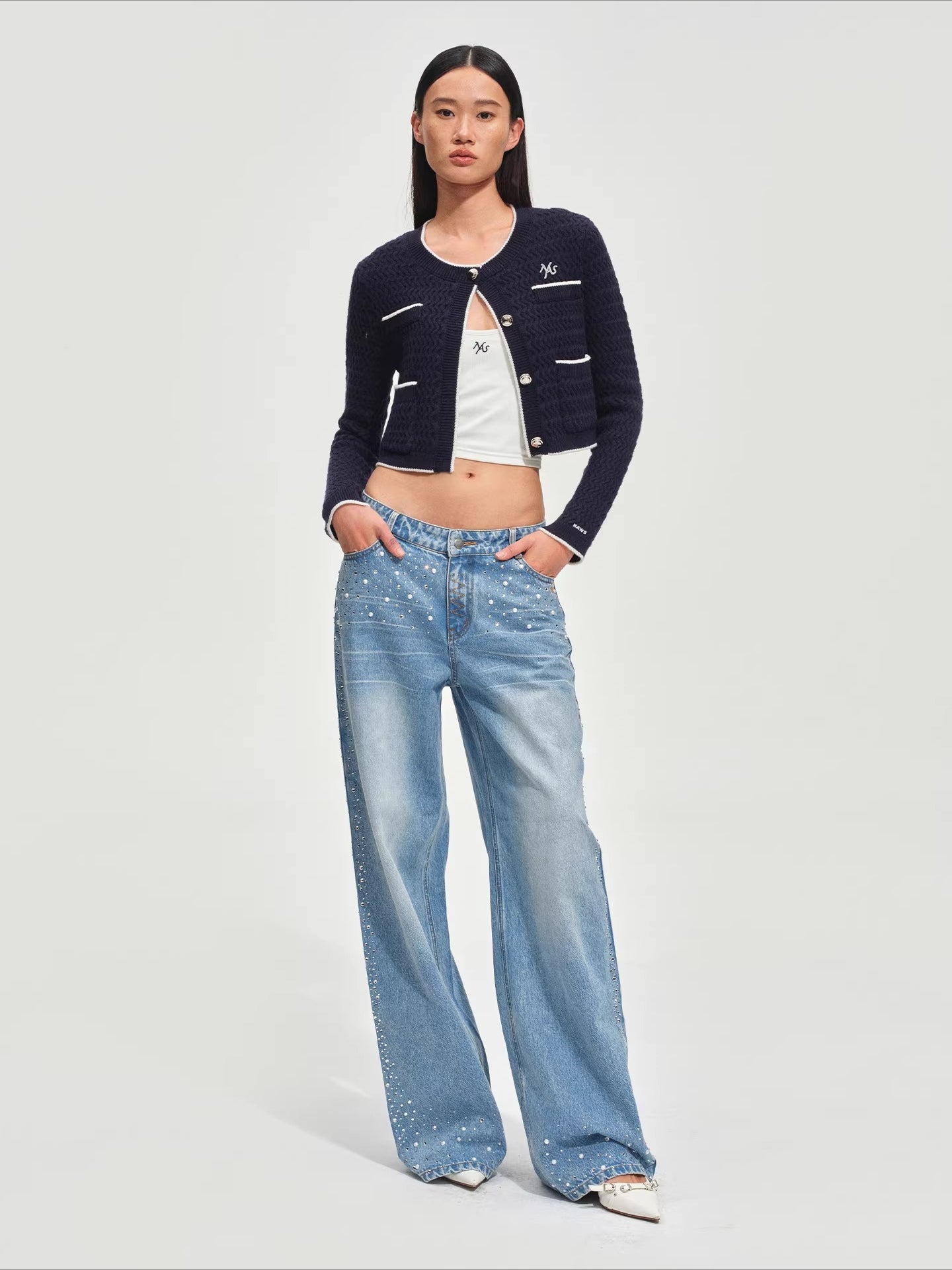 Wanderer Knight Cropped Cable-Knit Cardigan