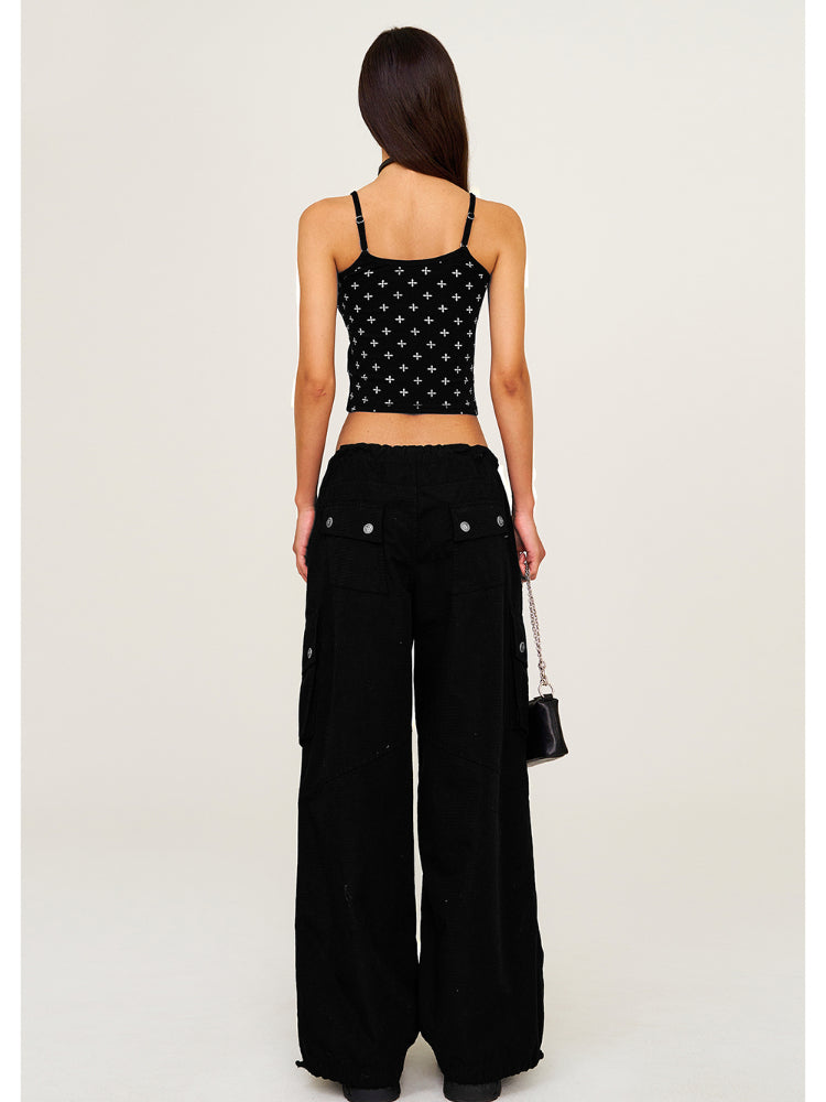 Drawstring - Adjustable Wide - Leg Utility Pants