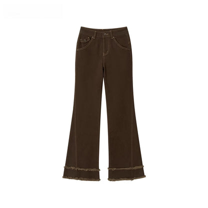 Washed Vintage-Style Loose Denim Pants