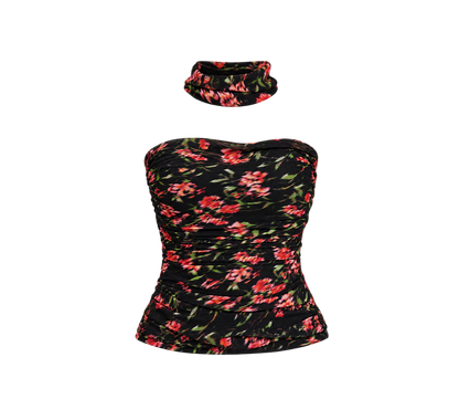 Ruched Strapless Bustier Top