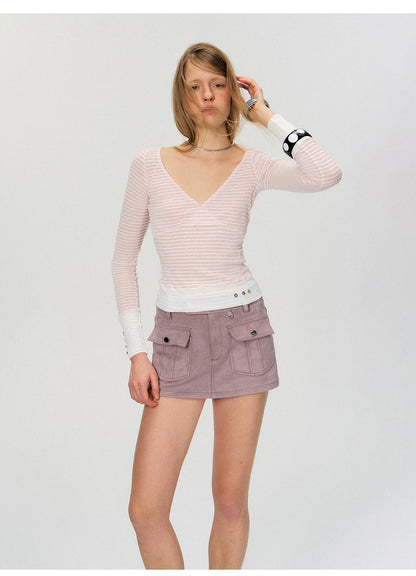 Vintage Suede Utility Mini Skirt
