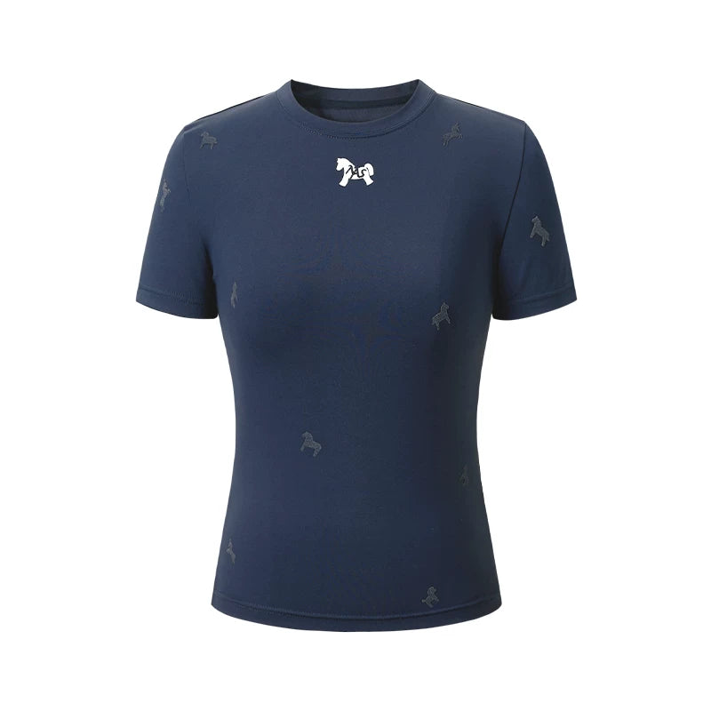Flocked Horse Print Fitted Tee