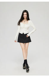 Black & White Wide Neckline Sweater - CHINASQUAD