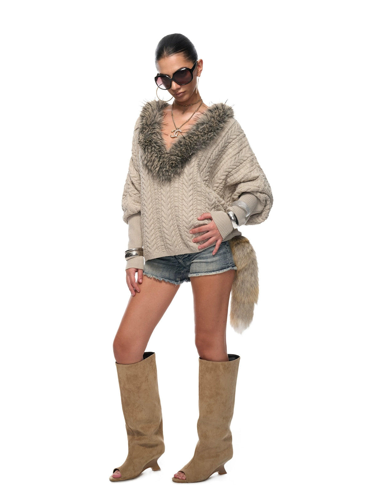 Wool-Blend Batwing Sweater