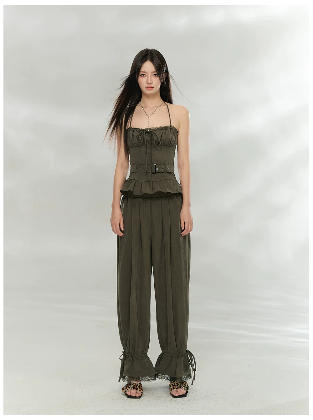 Halter Ruched Corset Crop Top