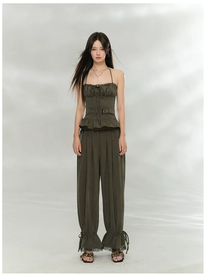 Halter Ruched Corset Crop Top