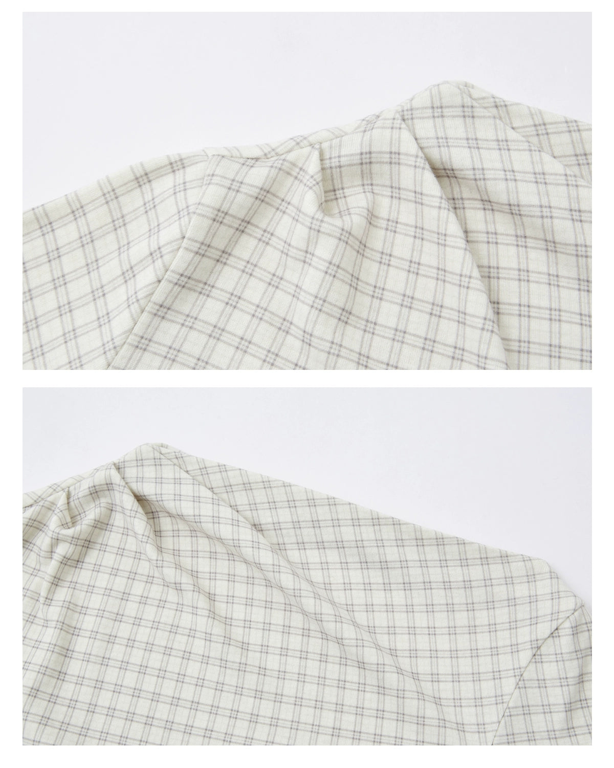 Velvet-Touch Plaid Draped Off-Shoulder Long Sleeve T-Shirts