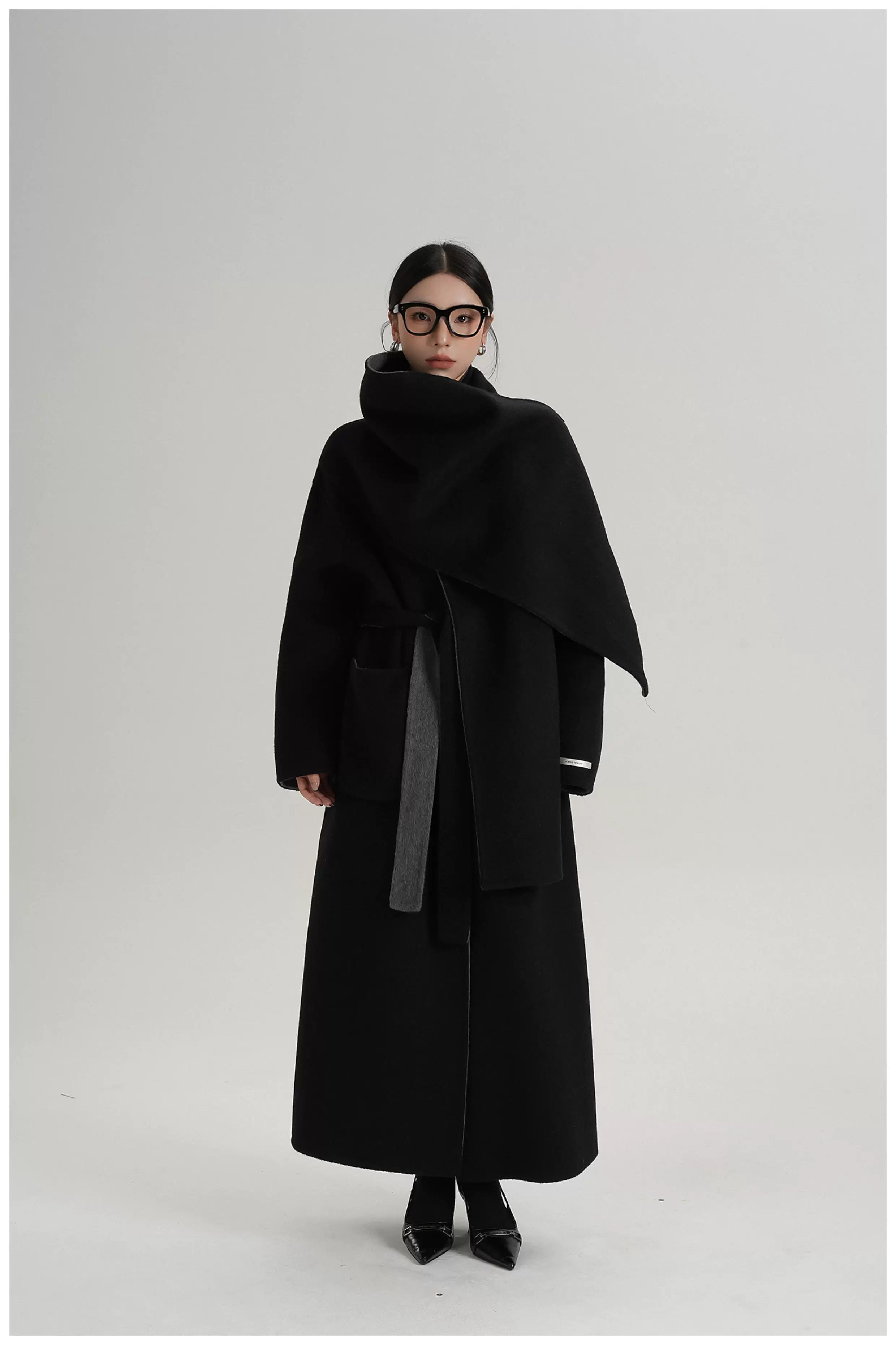 Two-Tone Double-Faced Wool Long Coat