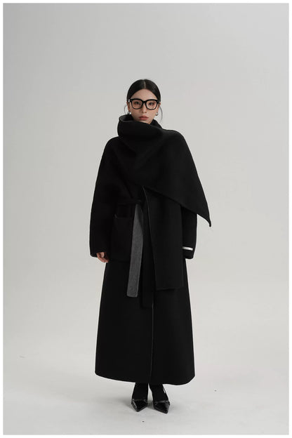 Two-Tone Double-Faced Wool Long Coat