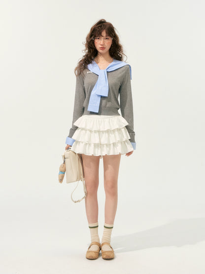 Pleated Lace Ruffle Tiered Skirt - CHINASQUAD