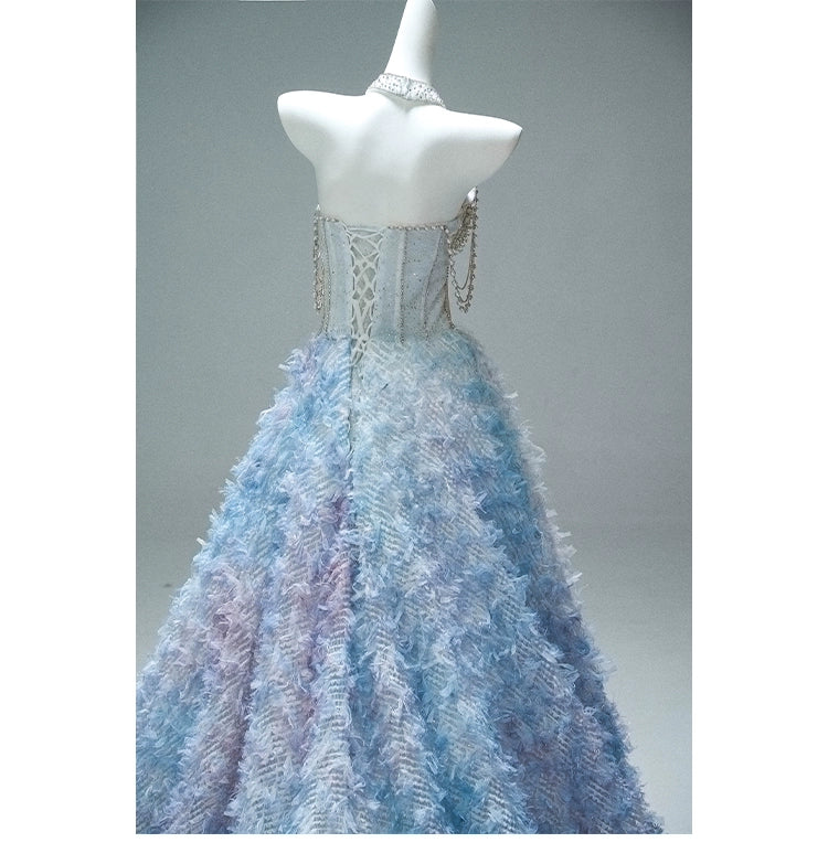 Elegant Light Blue Couture Gown