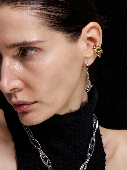 Silver-Tone Fishbone Stud Earrings