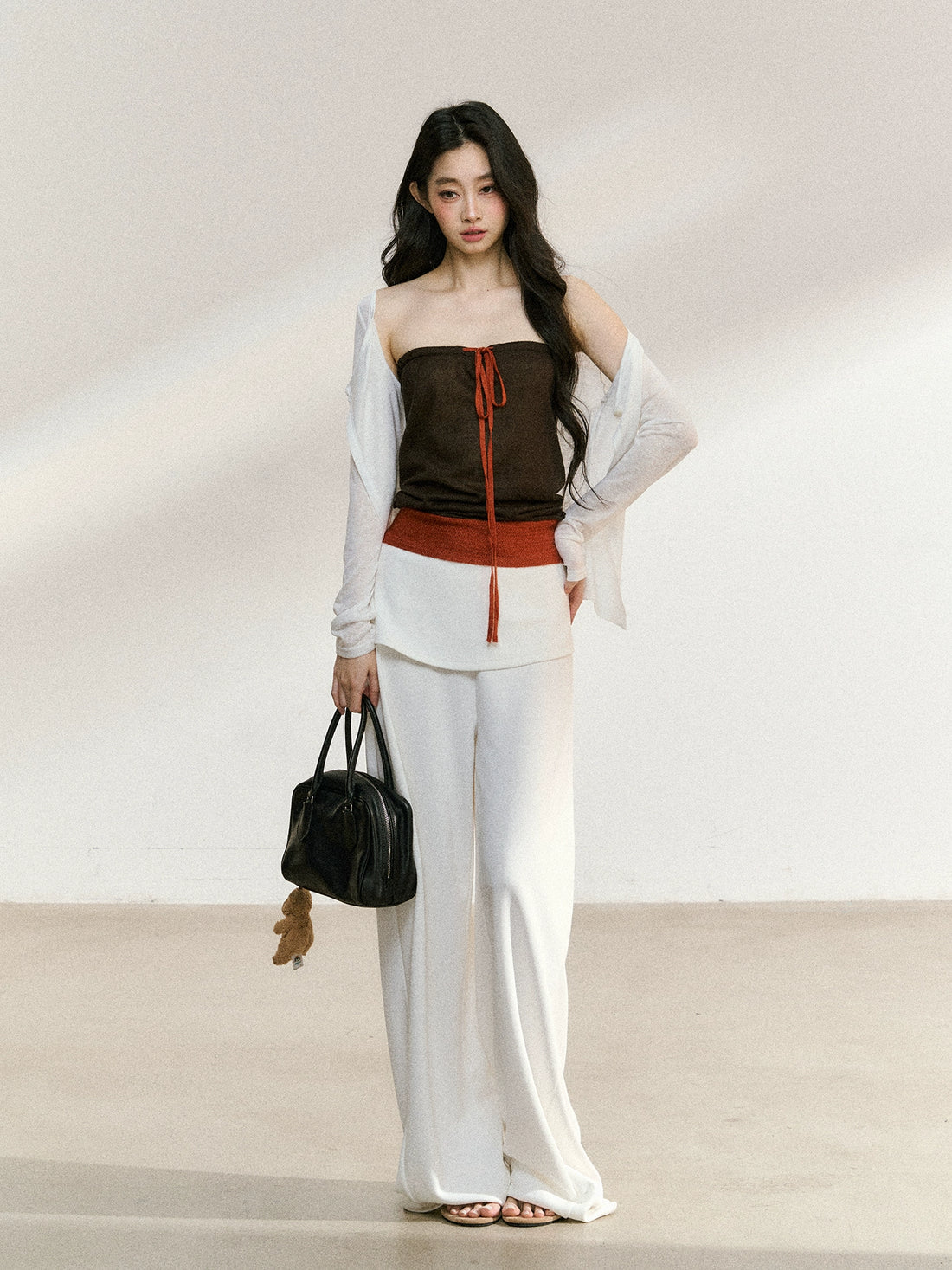 Folded Waist Relaxed Straight Pants