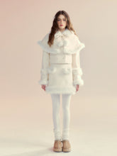 Beige Wool Collar Cape Coat & Skirt Set - CHINASQUAD