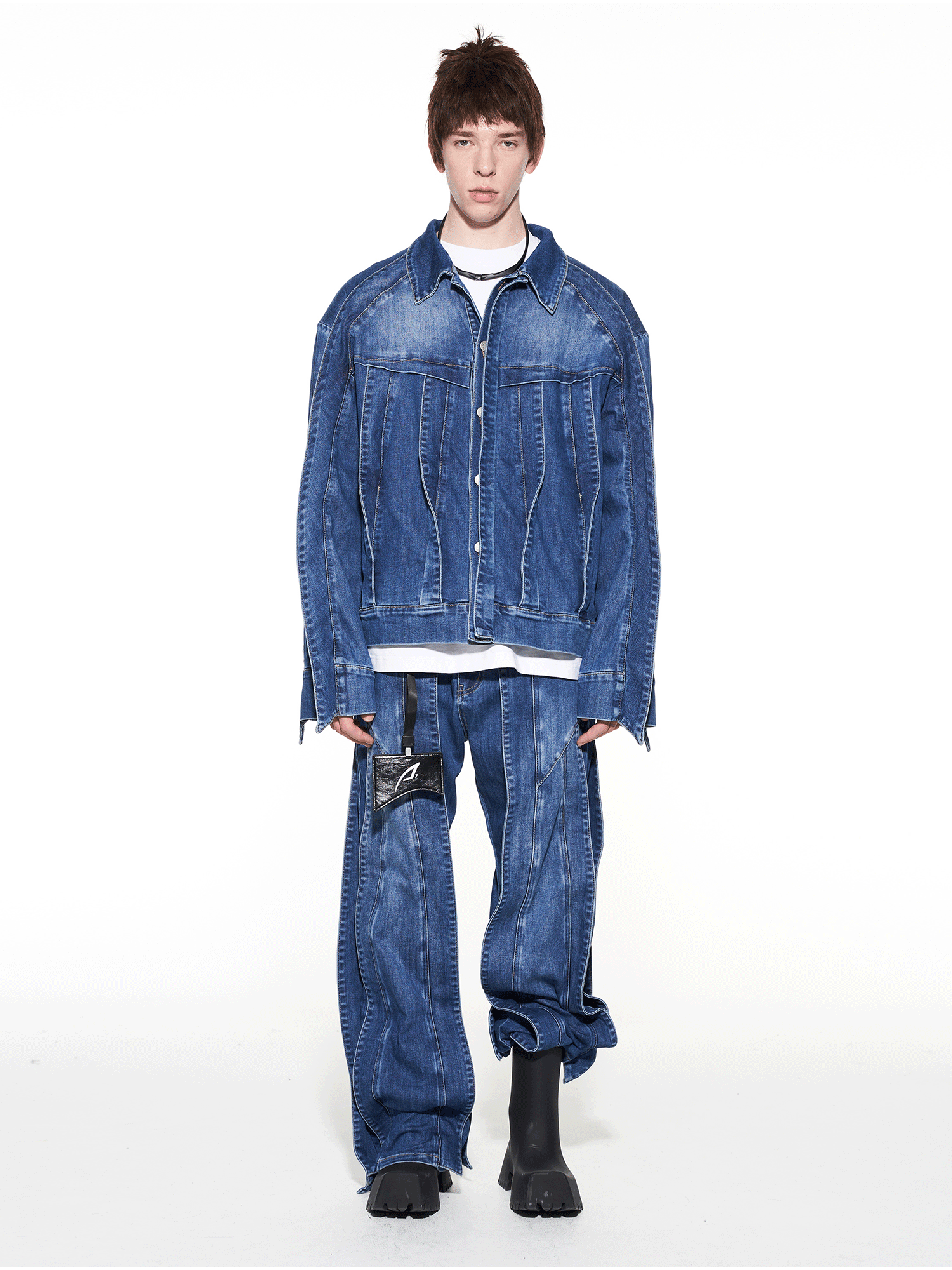3D Cut Washed Denim Relaxed Jeans