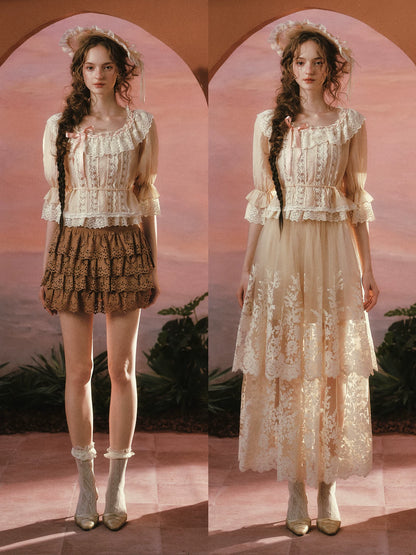 Liberty Letter French Lace Peter Pan Collar Shirt