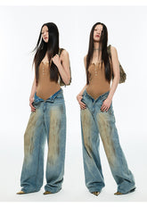 Light Blue Wide-Leg Jeans - CHINASQUAD