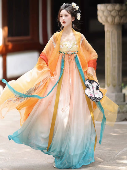 &quot; 游鲤听雨&quot; Tang Dynasty hanfu set