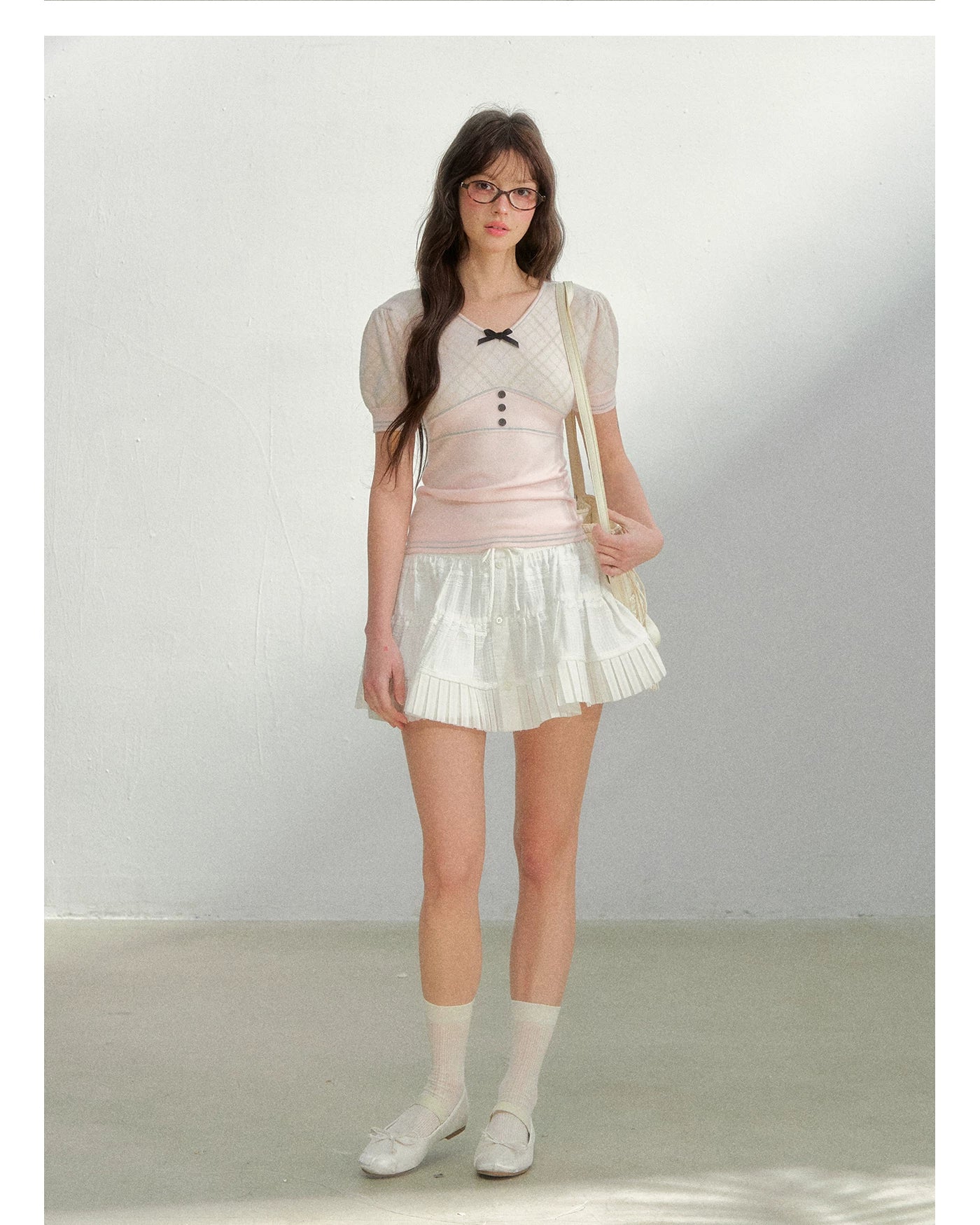 Vintage Preppy Plaid Knit Short Sleeve Tee