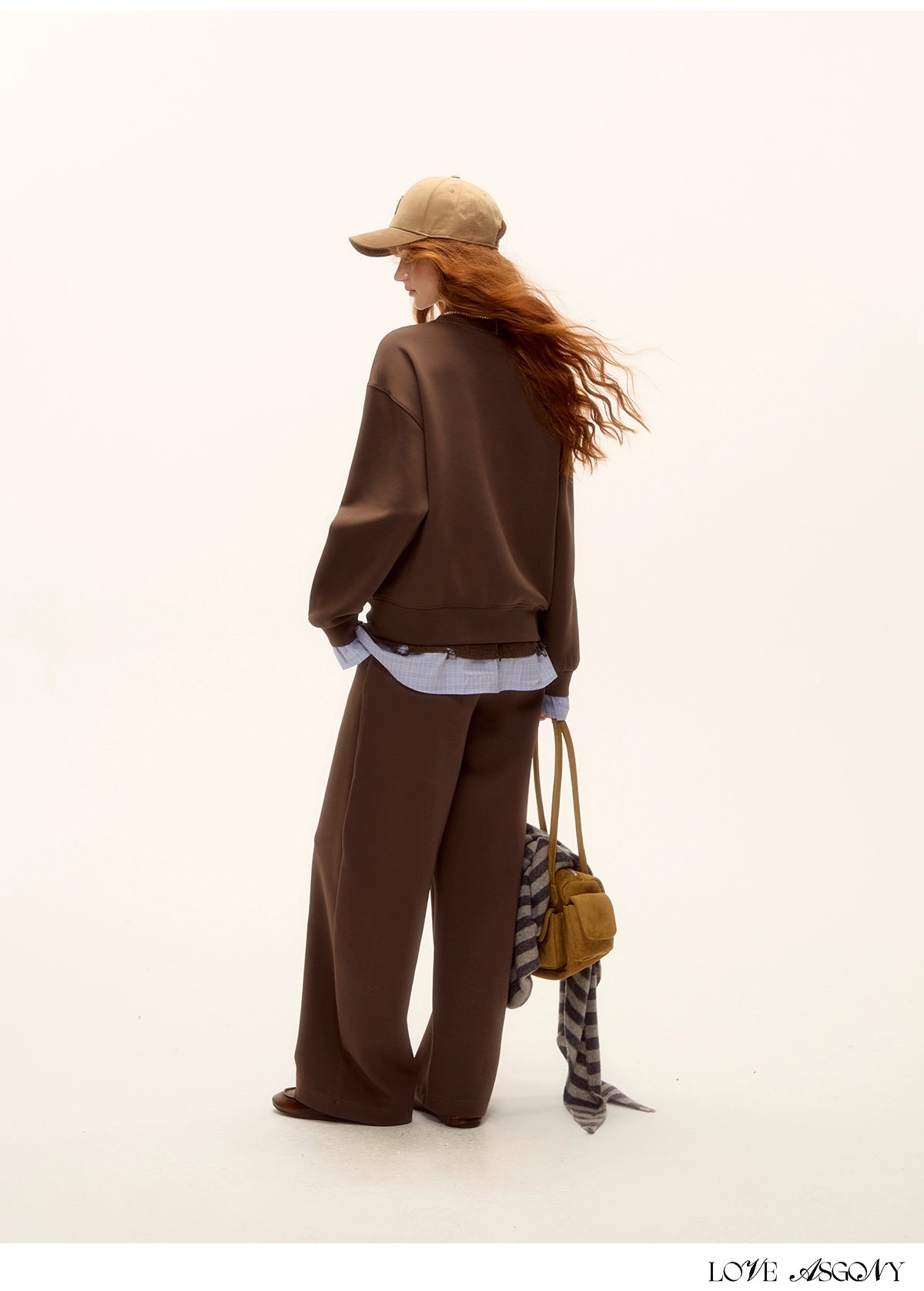 Patchwork Sweatshirt &amp; Curved-Hem Knit Pants Set