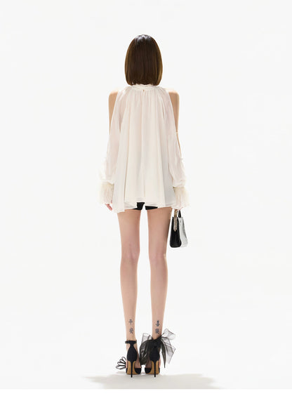 Vintage Court Halterneck Chiffon Sleeveless Blouse