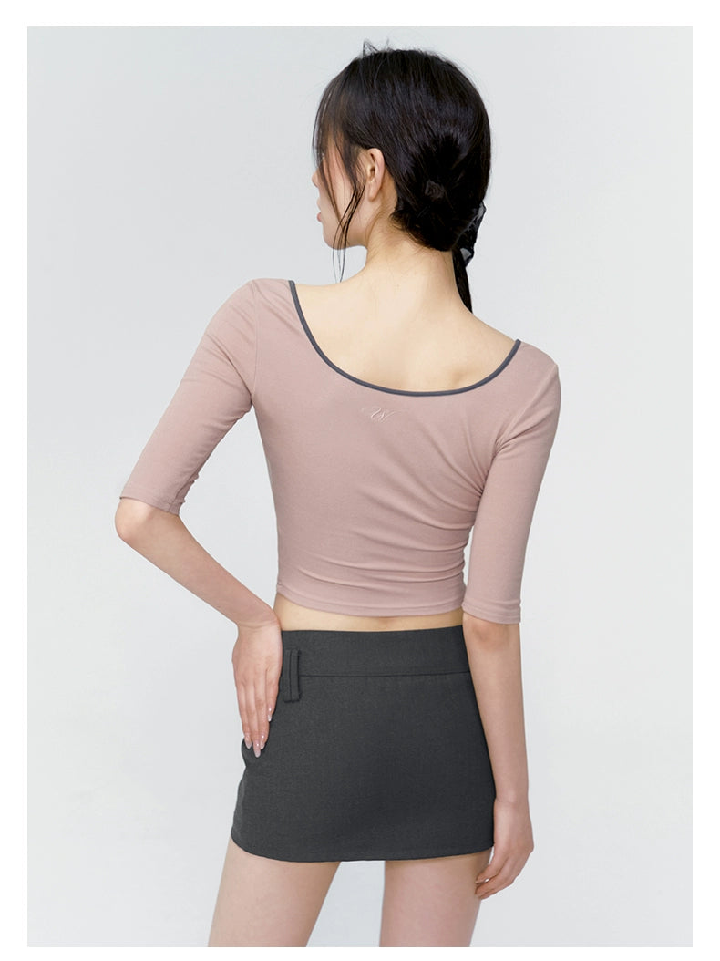 Black &amp; Grey Low-rise Blazer Mini Skirt