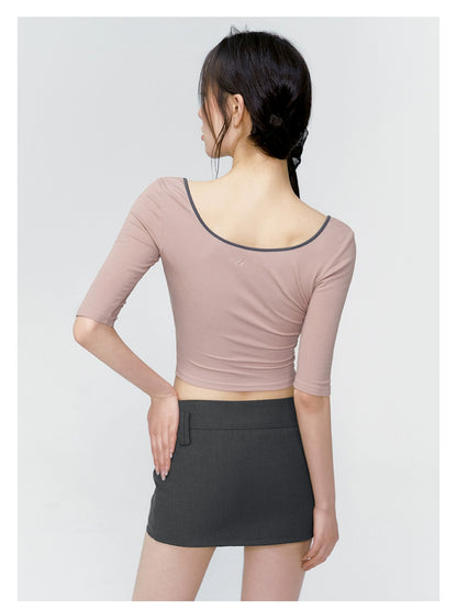 Black &amp; Grey Low-rise Blazer Mini Skirt