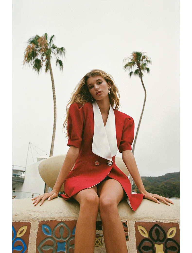 Puff Sleeve Cut-Out Open-Back Dress