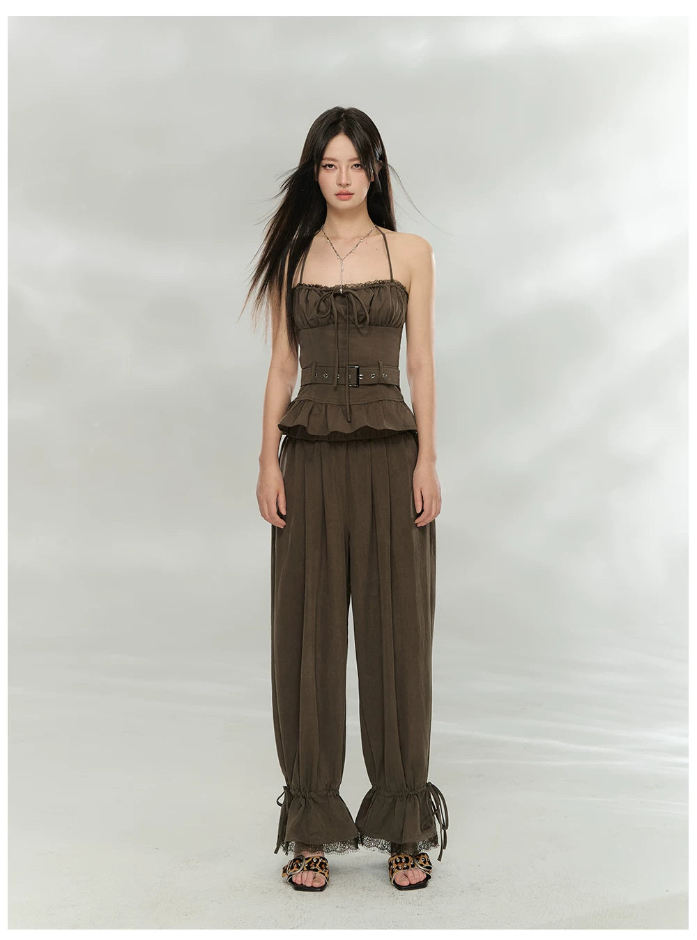 Lace-Trim Relaxed Straight-Leg Trousers