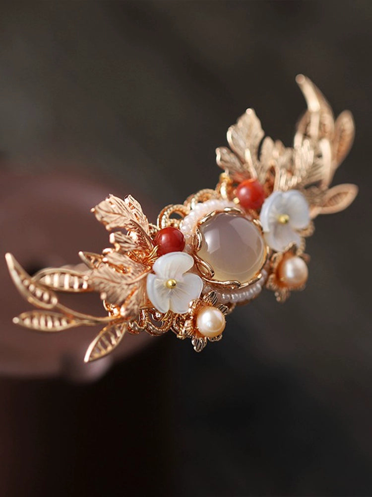 Handmade Pearl and Agate Hair Crown