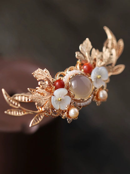 Handmade Pearl and Agate Hair Crown