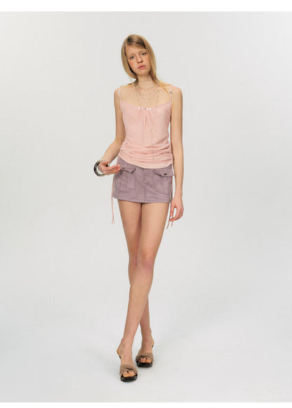 Vintage Suede Utility Mini Skirt