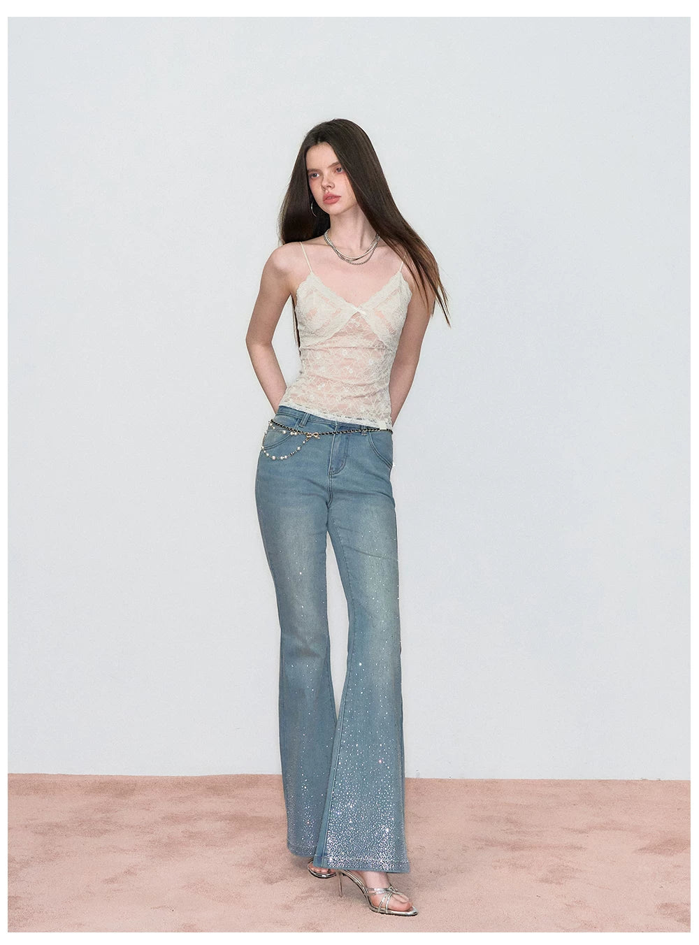 Lace Jacquard Bow Tie Camisole