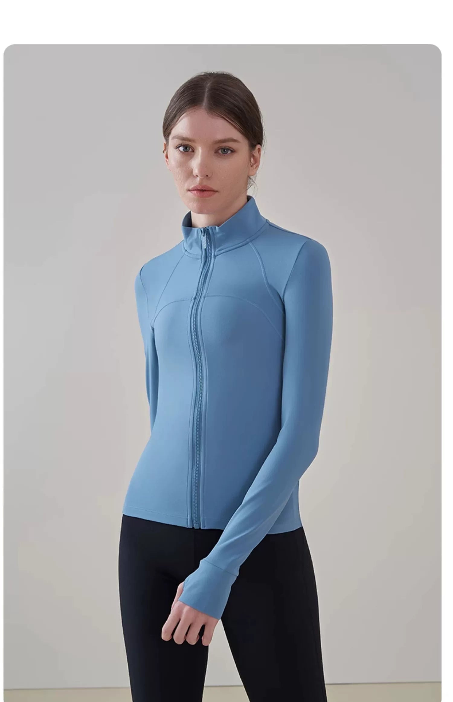 High-neck Fleece-lined Yoga Jacket