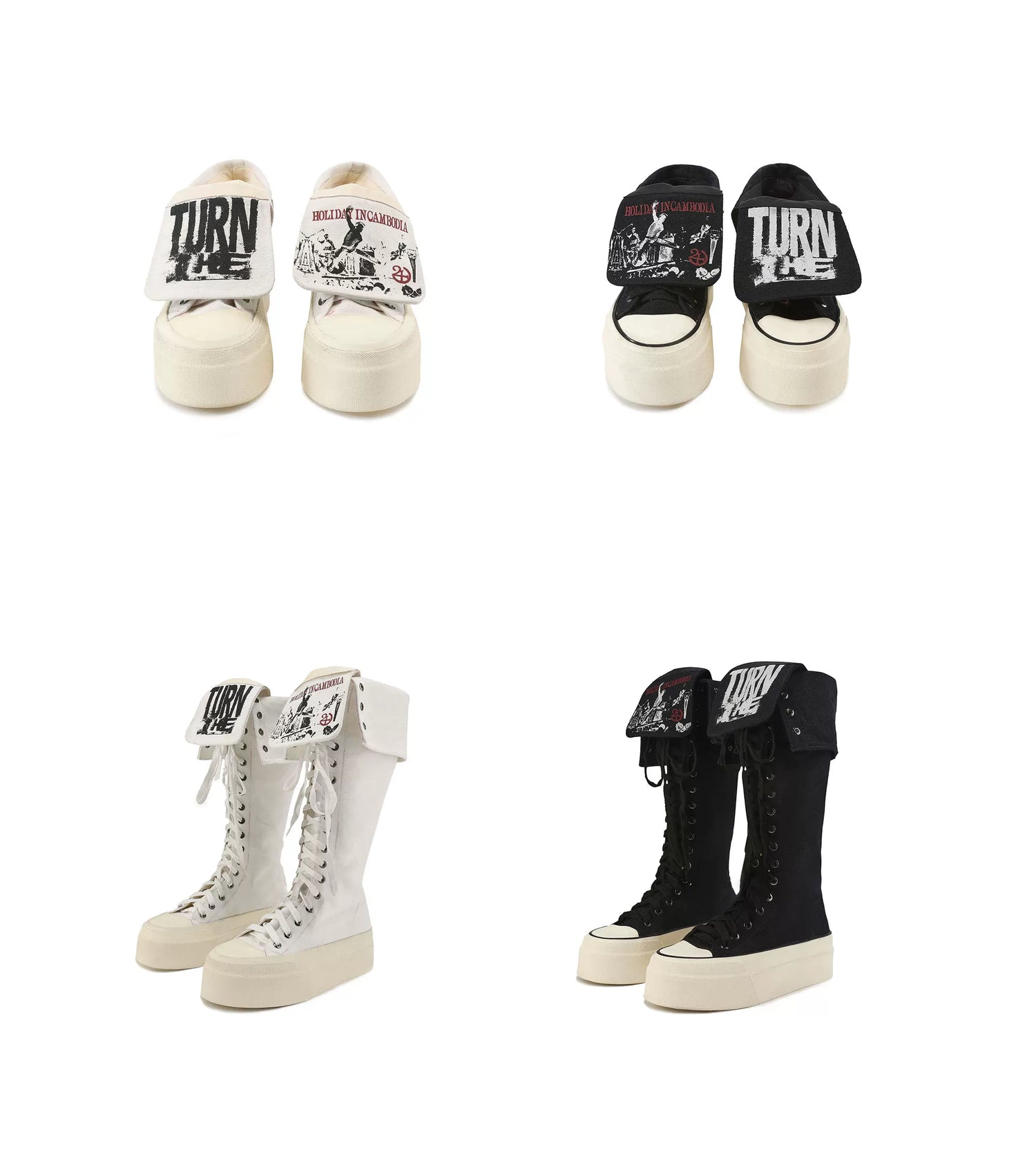 Reversible Tongue Graphic Canvas Boots